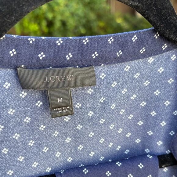J. Crew Blouse Blue White Foulard Dot Wrap Style Size Medium - Picture 10 of 10
